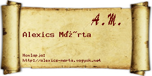 Alexics Márta névjegykártya